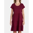 thumbnail image 2 of Time and Tru Women's and Women's Plus Tiered Cotton Mini Dress, Sizes XS-4X, 2 of 4
