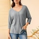 thumbnail image 5 of Top de tallas grandes,Suéter informal de manga larga y cuello redondo para mujer, con detalle de parche en la espalda, mezcla de poliéster, cómodo para uso diario, sopatenor, 5 of 8