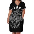 thumbnail image 3 of Vestido de cóctel con diseño de bruja, con bolsillos sueltos, serpientes y cristales, fases lunares, vestido de cumpleaños para mujer, lujo 2025, 3 of 7