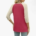 thumbnail image 5 of gakvbuo 3/4 Sleeve Tops Henley Shirts for Women's Tops Dressy Casual Color Block Pullover Tunic Top Blouses Button Up V-Neck Button-Down Shirts Trendy Business Work Blouses Outfit Basic Tees, 5 of 9