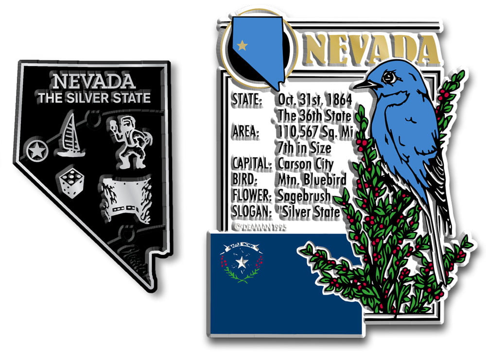 NEVADA  "THE SILVER STATE"    OUTLINE MAP MAGNET in Souvenir Bag NEW 