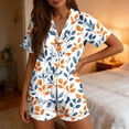 thumbnail image 2 of Bxsruta Women's 2 Piece Short Sleeve Button Front Pajama Set Collared Top Elastic Waist Shorts Soft Breathable Loose Fit Stretchy Lightweight Fabric Casual Loungewear Sleepwear, 2 of 7