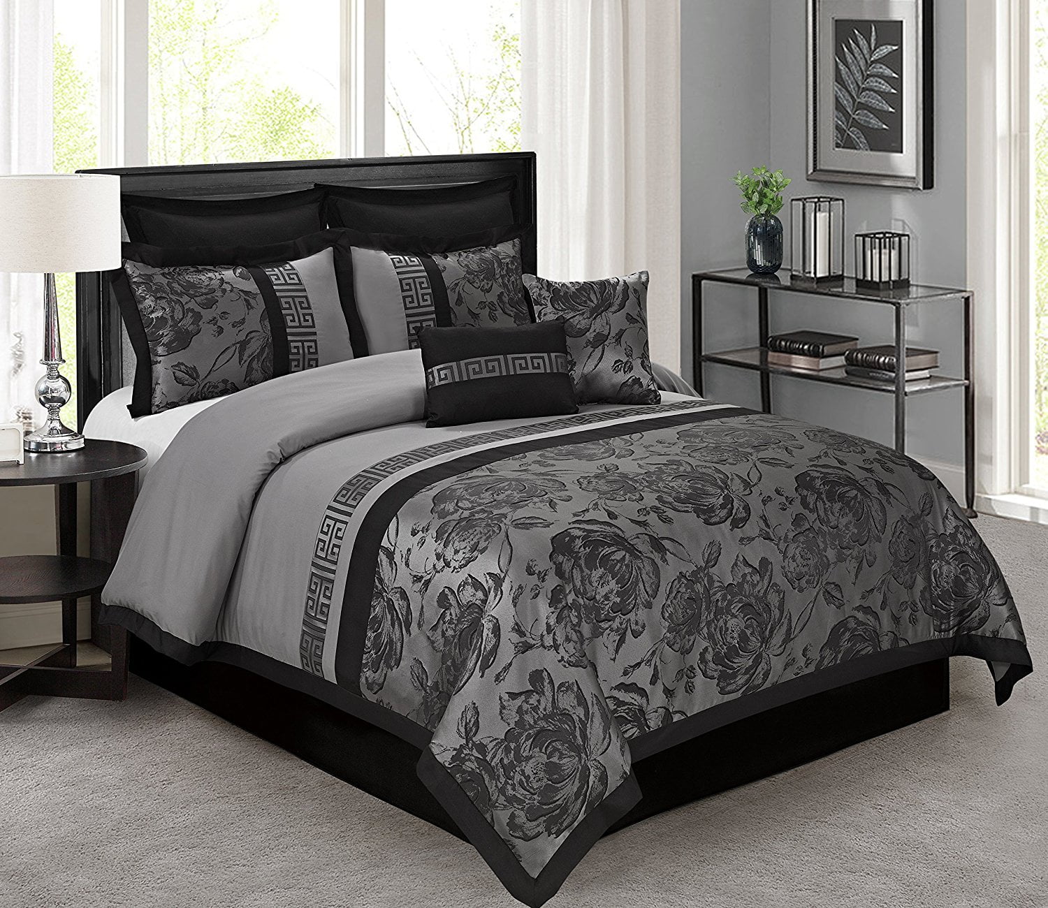 Unique Home 8 Piece Tang Jacquard Fabric Clearence Patchwork Comforter