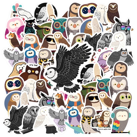 35pcs-50pcs Cute Owl Stickers Cartoon Animal Decals Nature Animal Stickers for Phones Laptops Suitcase