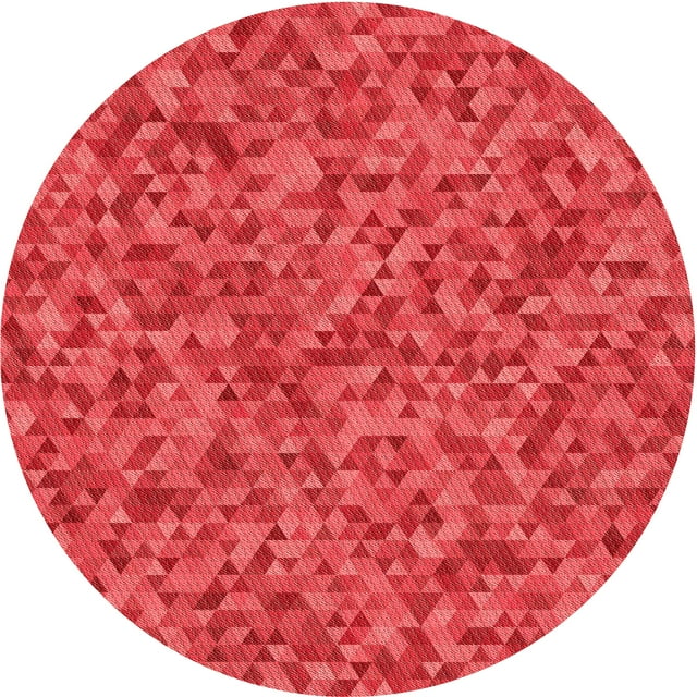 Ahgly Company Tapis Rond Lavable en Machine Intérieur Transitionnel Rouge, 3 Pieds Rond