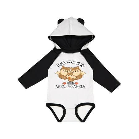 

Inktastic Thanksgiving with my Abuelo and Abuela Cute Squirrel Family Gift Baby Boy or Baby Girl Long Sleeve Bodysuit
