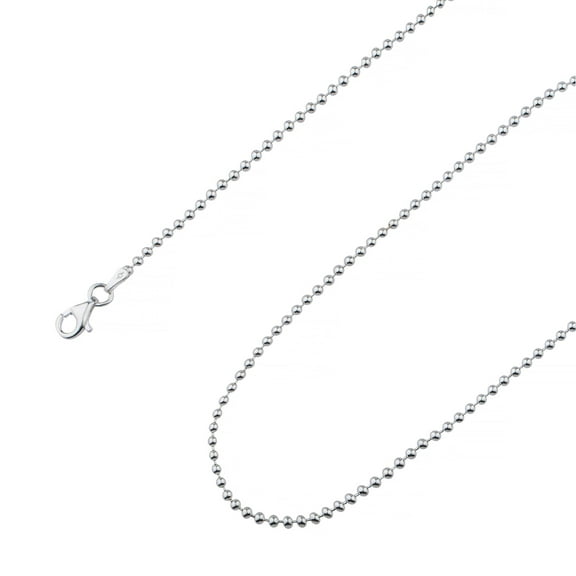 925 Sterling Silver, Ball Bead Chain Chain 1.5mm Necklace For Men - Hypoallergenic and Tarnish Resistant - By Oliver & Navy