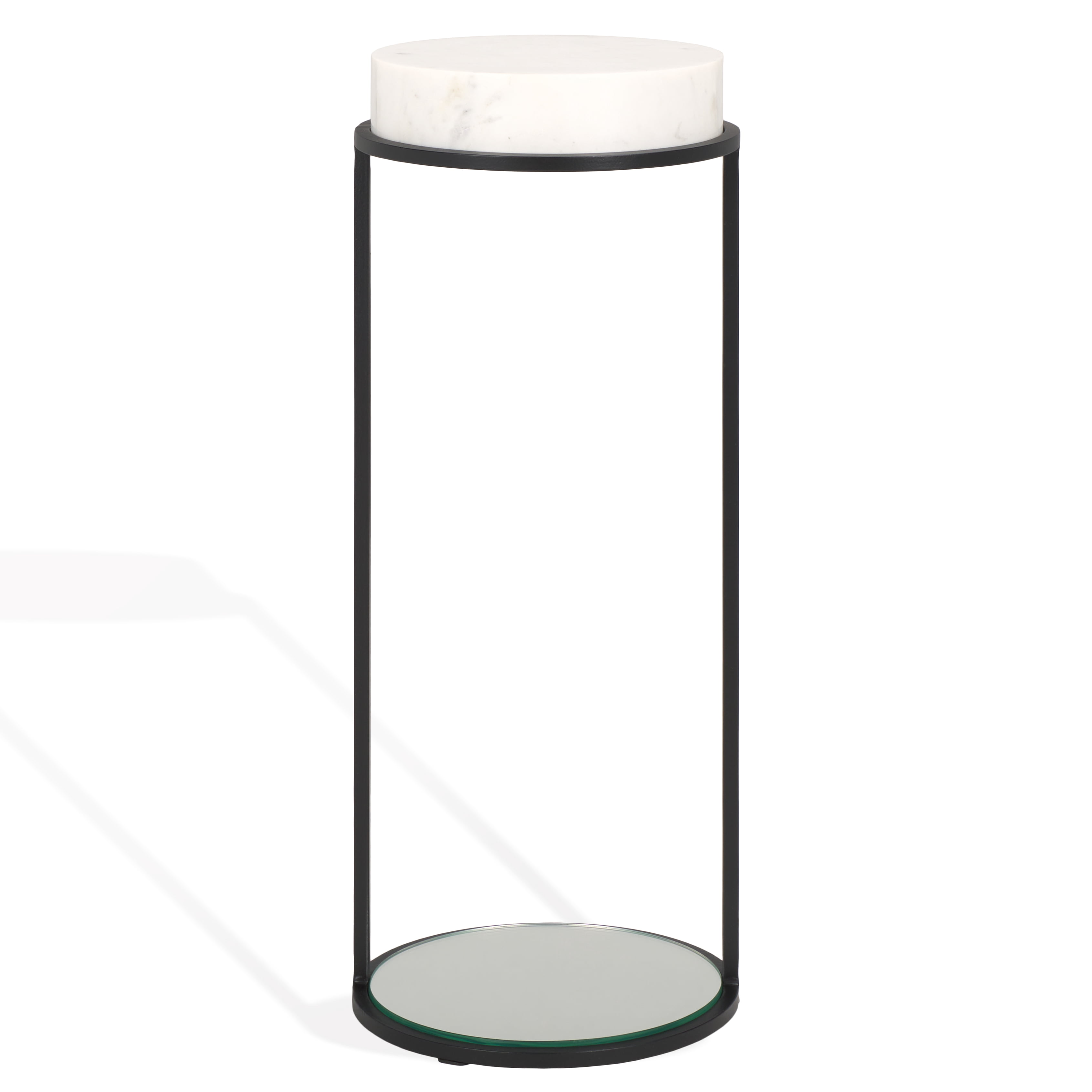 Safavieh Couture Jennibelle Marble and Mirror Round End Table, Black/White