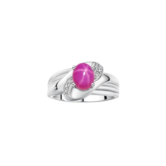 RYLOS Bagues pour Femmes Bague en Argent Sterling Ovale 9X7MM Pierre Précieuse et Diamants Design Classique Juillet Étoile Rubis Bijoux pour Femmes Taille 6