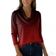 thumbnail image 4 of Women's Sweaters Cowl Neck Ribbed Cuffs Long Sleeve Womens Blouses Soft Knit Gradient Color Womens Tops Casual, 4 of 4