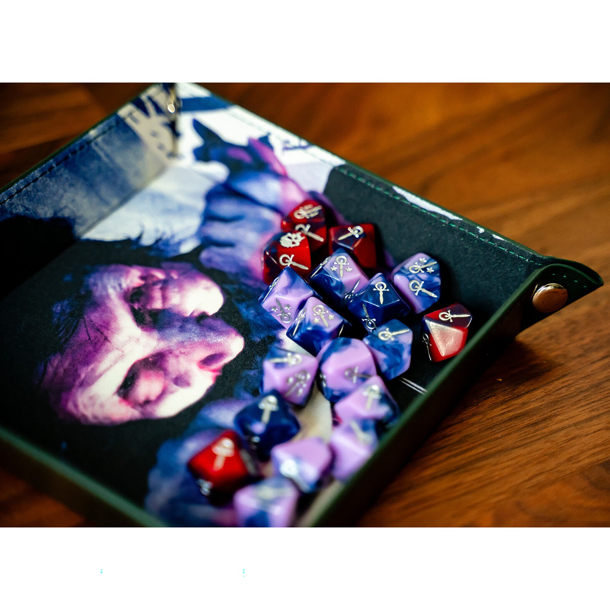 Vampire: The Masquerade 5th Edition Roleplaying Game - Acquired Taste Limited Dice & Tray Accessory Pack - 18 Purple & Red RPG Dice & Folding Tray