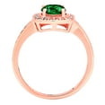 thumbnail image 3 of 1.335 ct Round Cut Simulated Emerald Solitaire with Simulated Diamond Accents 18K Rose Gold Womens Engagement Ring, 3 of 4