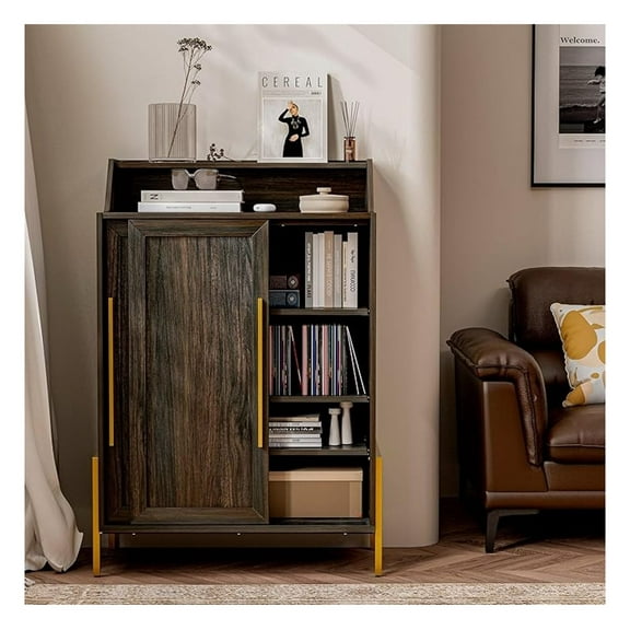 Storage Cabinet, Buffet Sideboard with Sliding Doors, Shoe Rack - Brown