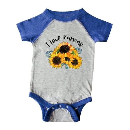 

Inktastic I Love Kansas with Sunflowers Gift Baby Boy or Baby Girl Bodysuit
