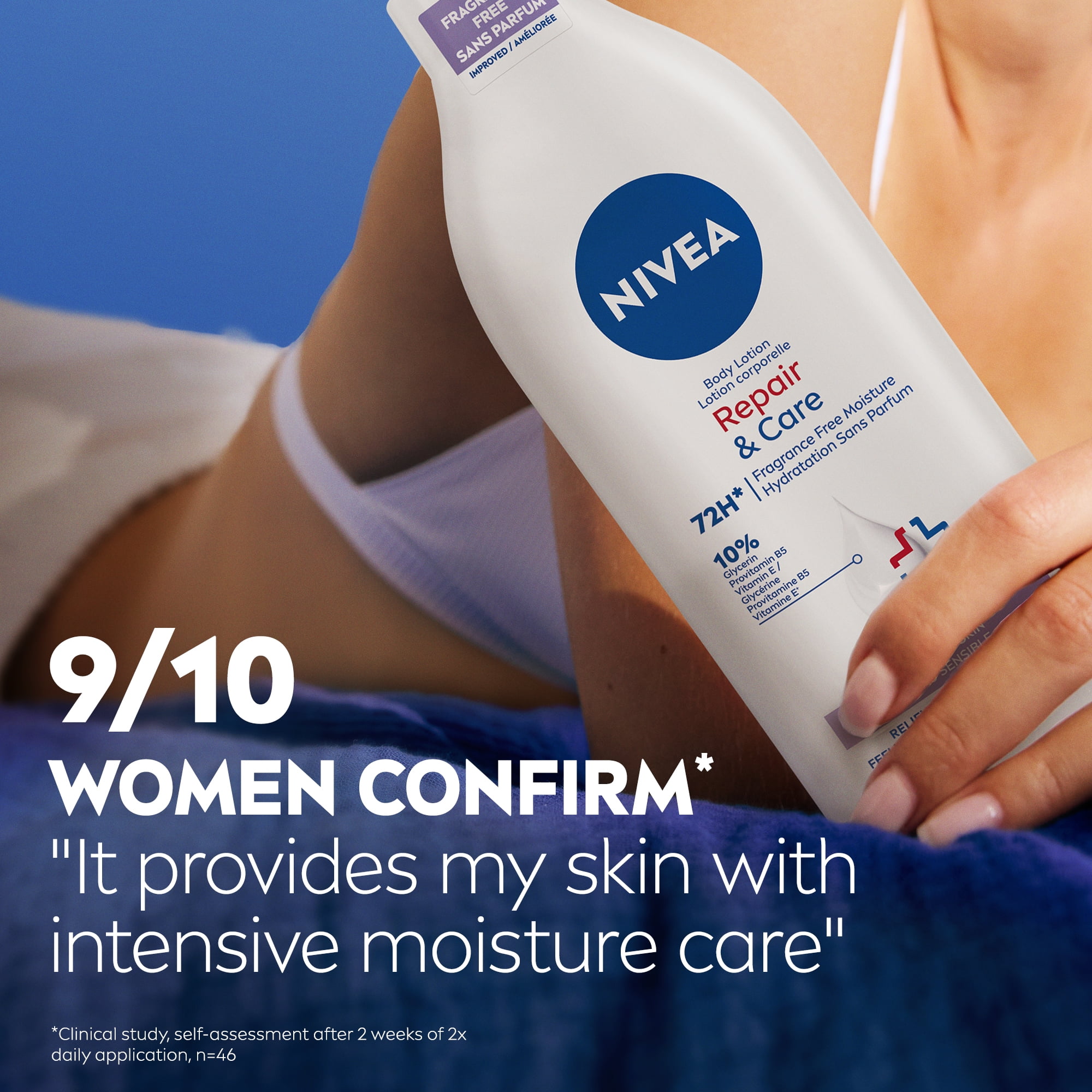 NIVEA Repair & Care Fragrance Free Body Lotion for Very Dry, Itchy Skin, 500 mL, 500ml