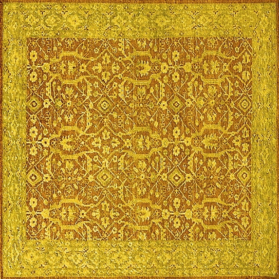 Ahgly Company Indoor Square Oriental Yellow Traditional Area Rugs, 3' Square