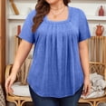 thumbnail image 4 of Tops de Talla Grande para Mujer, Corta, Cuello Cuadrado, Túnica Holgada de Verano para Leggings. Azul 4XL, 4 of 8