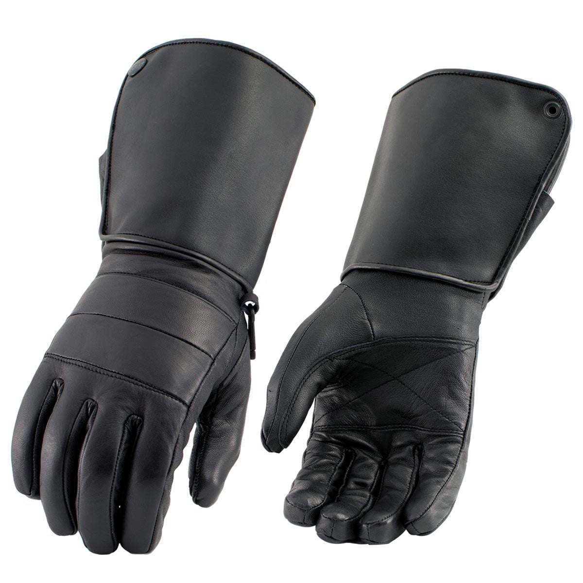 Milwaukee Leather SH262 Men's Black ‘Long Cuff’ Gauntlet Gloves with Zipper  Closure X-Large