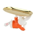thumbnail image 6 of Verdant Touch Rabbit Tray Decoration Rabbit Plate Tray Cute Small Resin Rabbit Statue Jewelry Tray with Stainless Steel Rectangular Plate for Display Storage Orange, 6 of 8