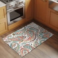 thumbnail image 2 of Entryway Rug 2'x3', Paisley Flower Small Rug for Kitchen Bathroom Door Mat Indoor Entrance, Spring Watercolor Floral Leaf Plant Orange Non-Slip Area Rugs Floor Mats Carpet Front Door Rugs, 2 of 8