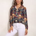 thumbnail image 3 of Colorful Collection of Skulls And Flowers Long Sleeve Blouse Woman Streetwear Casual Shirts Summer Oversize Woman Streetwear Clothing Birthday Present, 3 of 7