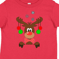 thumbnail image 4 of Inktastic Cute Christmas Reindeer with Red Nose, Ornaments and Bow Tie Boys or Girls Toddler T-Shirt, 4 of 5