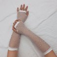 thumbnail image 2 of Fgnfyis Sparkly Rhinestone Mesh Fingerless Carnival Gloves for Women Party Dance Performance Accessories White, 2 of 3
