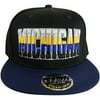 Michigan 4-Color Script Men's Adjustable Snapback Baseball Caps (Black/Navy)