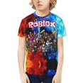 thumbnail image 1 of Roblox T-shirt pour Enfants Manches Courtes Col Rond Garçons Filles 3D Dessin Animé Chemises Décontractées, 1 of 6