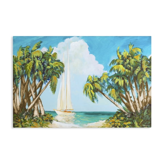 Stupell Industries Tropical Sailboat Among Palms Canvas Art, 24 x 16, by Dan Meneely