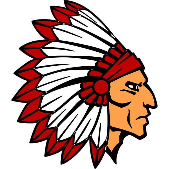4.5in x 5in Die Cut Red Indian Head Mascot Bumper Sticker Decal Window Stickers Decals