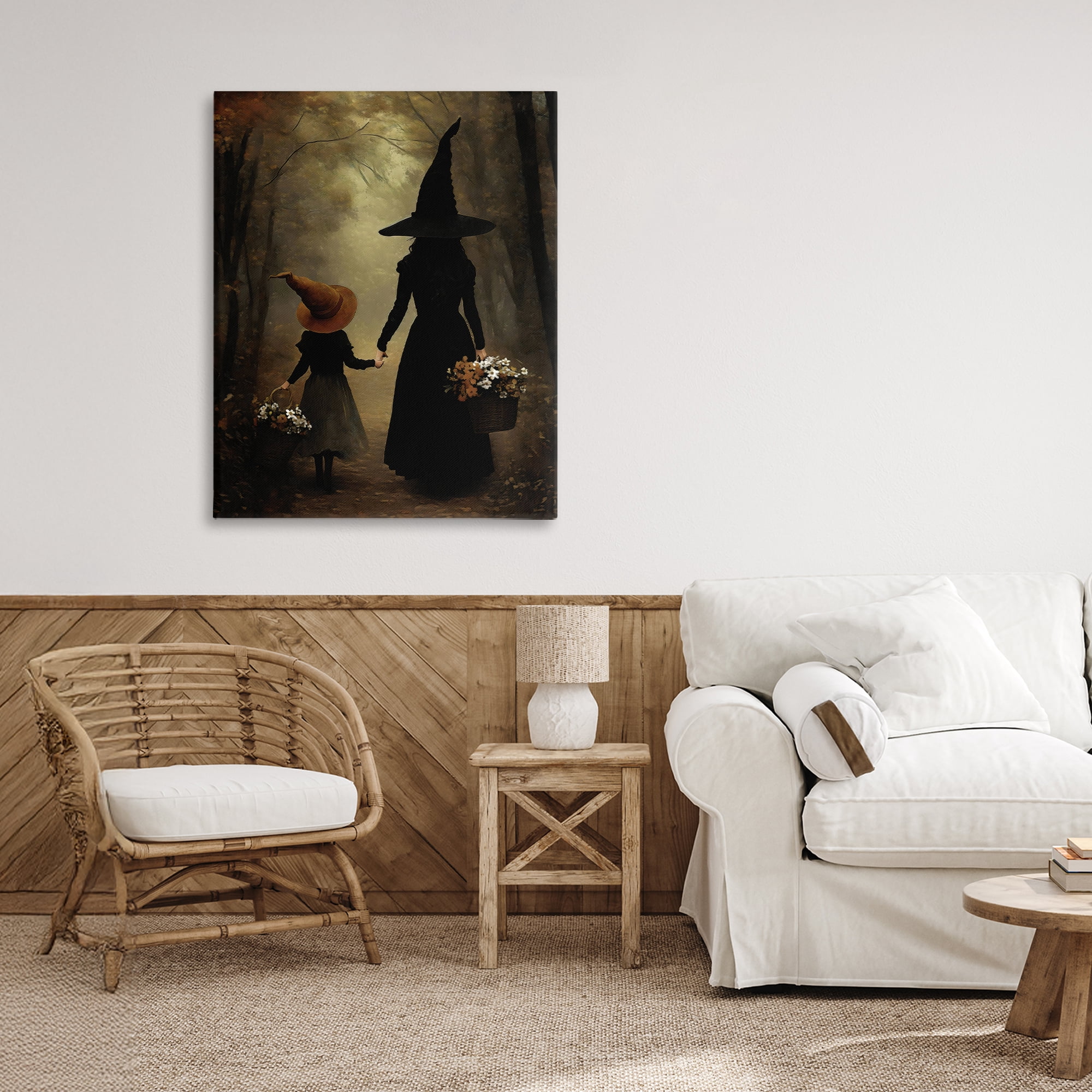 Witch & Daughter Mystical Forest Canvas Wall Art, design by Arlington Prints