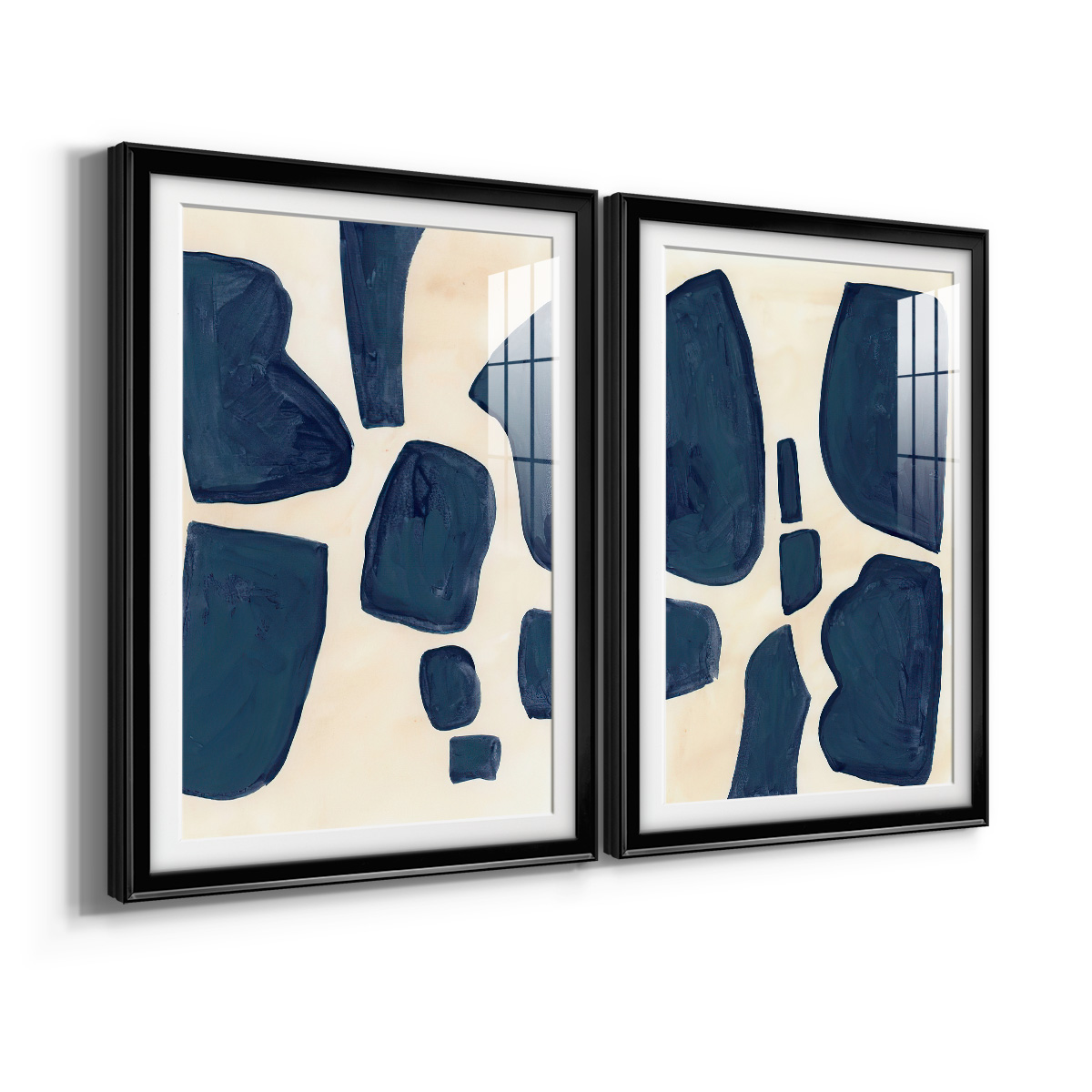 Wexford Home Blue Pieces I Abstract Art, Framed Art, 22.5" x 30.5" Black Frame, Ready-Hang