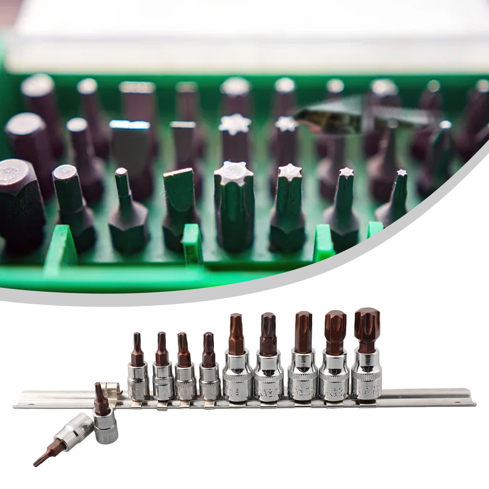 RAINB 11Pcs 3/8 1/4Inch Drive Alloy Torx Screwdriver Bits Socket Bit For T10-T60 Hand Tool Set A