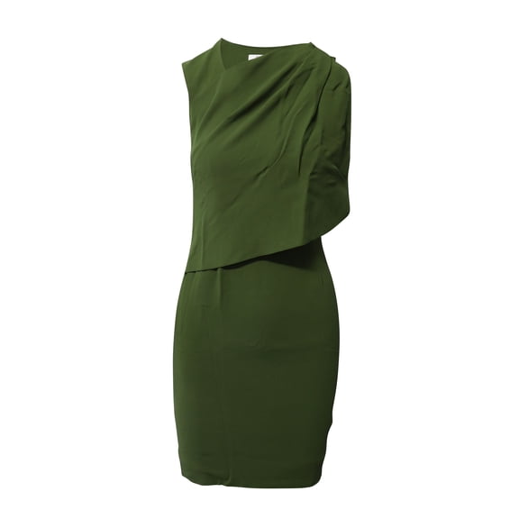 Pre-Owned Givenchy Sleeveless Draped Sheath Dress in Olive Green Viscose