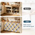 thumbnail image 4 of Moroccan Cabinet Curtains 32"W x 55"L,Dustproof Sink Skirt Curtain for Kitchen Bathroom,Vintage Moroccan Texture Yellow Grey Adhesive Desk Skirt Door Cover Curtains for Pantry Classroom Office Closet, 4 of 8