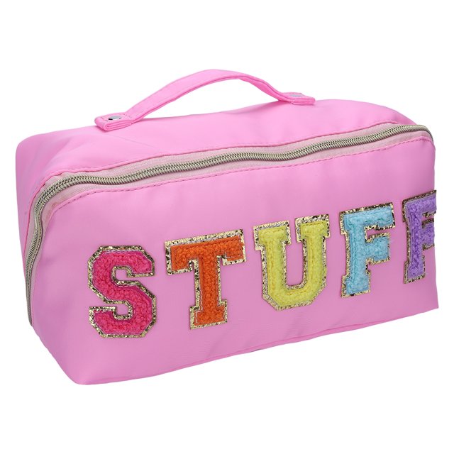 Neceser de nailon con cremallera para mujer, caja de maquillaje para regalos navideños (rosa) Likrtyny Cuidado Belleza