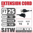 thumbnail image 2 of Cable de extensión EP 25 pies negro Outdoor 16/3 SJTW 13A 1625W UL, 2 of 7