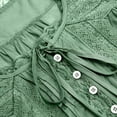 thumbnail image 7 of vigerkar Women Tie Front Long Sleeve Top Lace Trim Button Shirt Scoop Neck Loose Blouse Going Out Y2k Clothes Green, L, 7 of 7