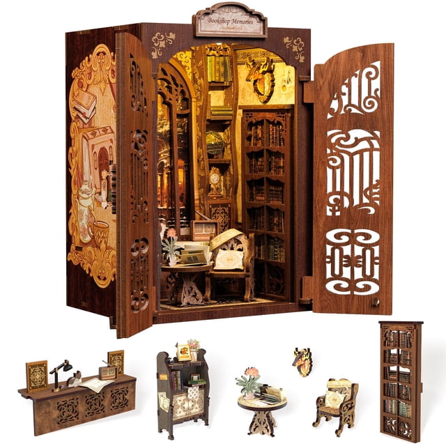 Kit de casa en miniatura para hacer tú mismo, lindo y divertido, cuaderno, librería, recuerdos