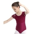 thumbnail image 2 of DPOIS Kids Girls Short Sleeves Floral Lace Cutout Back Ballet Dance Gymnastics Leotard Jumpsuit, 2 of 7