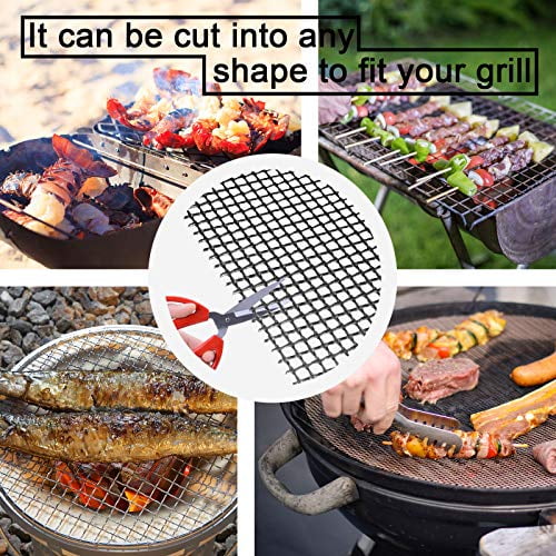 BBQ Grill Mesh Mat Set of 3-Non Stick Barbecue Grill Sheet Liner Silicone Teflon 