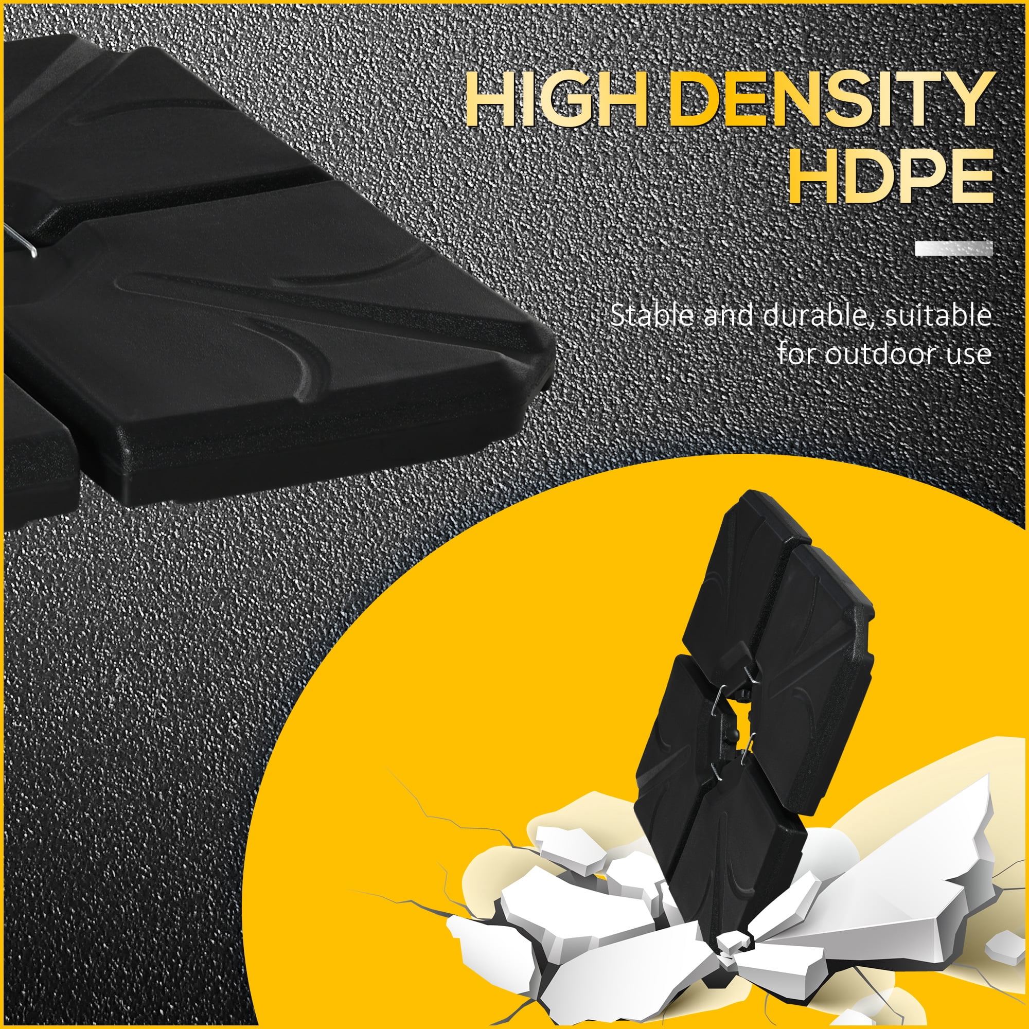 Outsunny Patio Umbrella Base, 4 Pieces Outdoor Umbrella Weights, Black