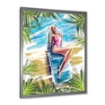 thumbnail image 2 of Designart 'Portrait Beautiful Blond Model At The Beach Sunbathing' Nautical & Coastal Framed Art Print, 2 of 4