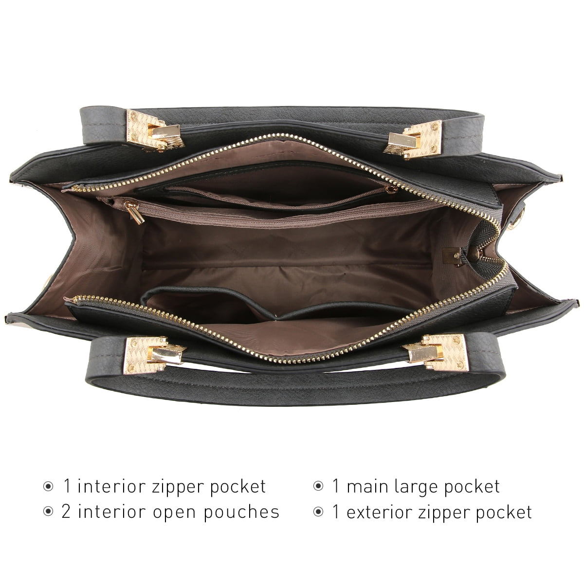 Dasein Women Large Satchel Handbag Shoulder Purse top Handle Work Bag Tote with Matching Wallet