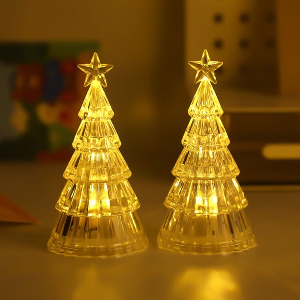 Decoraciones navideñas, adornos navideños, regalos navideños, decoraciones navideñas, árboles de Navidad brillantes, luces nocturnas de cristal, decoraciones de escritorio, luces ambientales LED, acrí