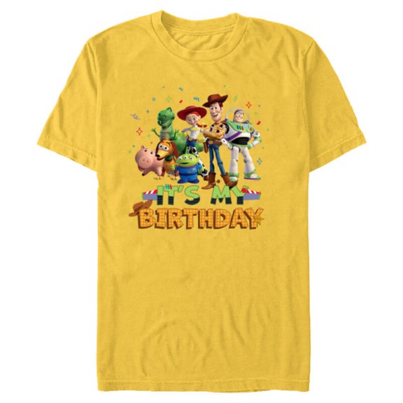 Disney and Pixar’s Toy Story It’s My Birthday Party Matching - Short Sleeve Blended T-Shirt for Adults - Customized-Yellow