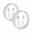 thumbnail image 1 of Chenchen USB C to USB C Cable (6FT, 2Pack),Type-C 60W Woven Fast Charging Cord Long for iPhone 17/16/15 Pro Max Samsung S25 S24 S23 Note 20 MacBook iPad Air，White, 1 of 1