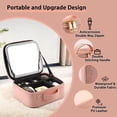 thumbnail image 4 of Bolsa de maquillaje SUILU con espejo LED, organizador de viaje, color rosa, 4 of 7