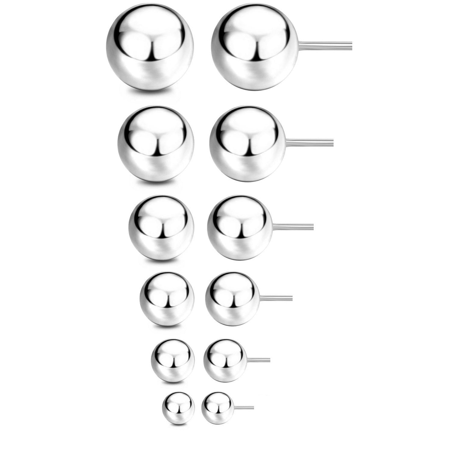 925 Sterling Silver Ball Stud Earrings 1 pair...2mm, 3mm, 4mm, 5mm, 6mm
